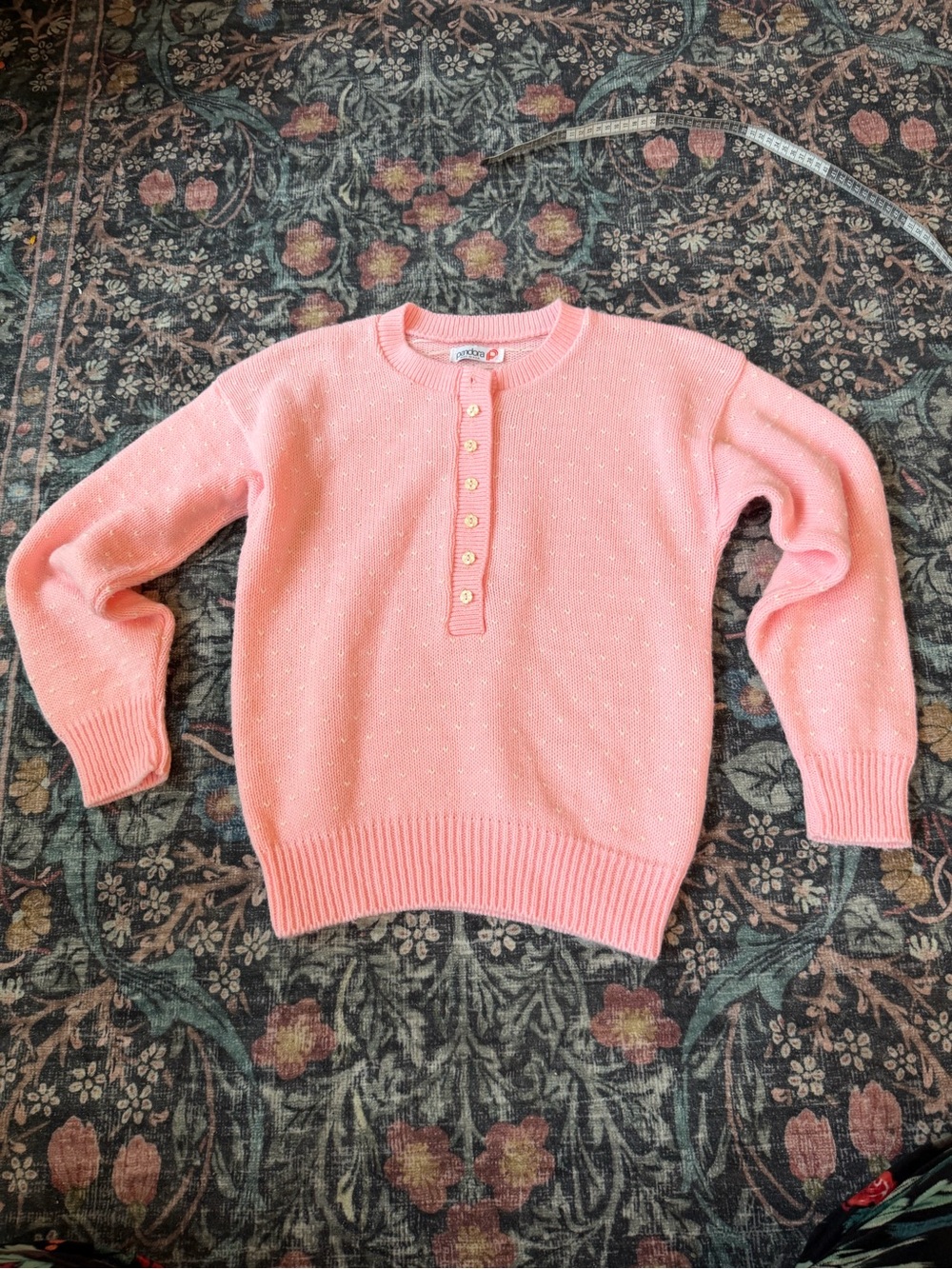 VTG Pandora Pink Button-Front Knit Sweater